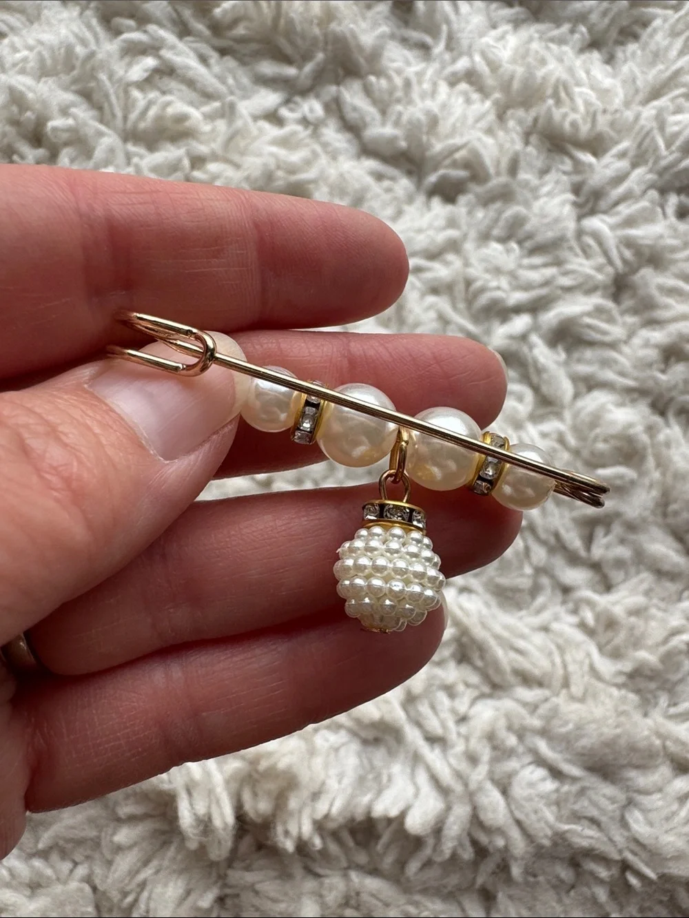 Pearl and Rhinestone Brooch